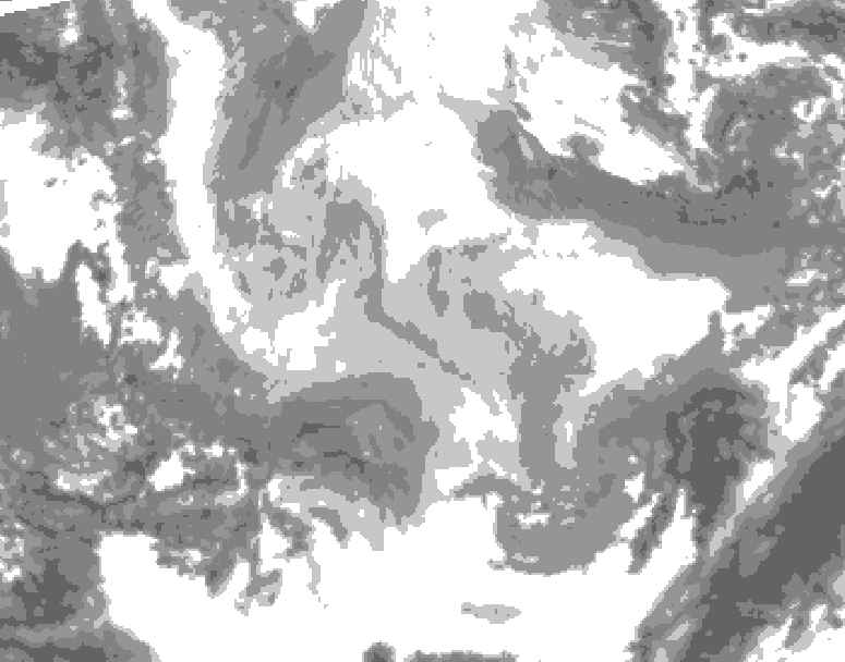 GDPS total cloud 168 hour forecast chart for Canada based on 2026/01/16 0000Z data