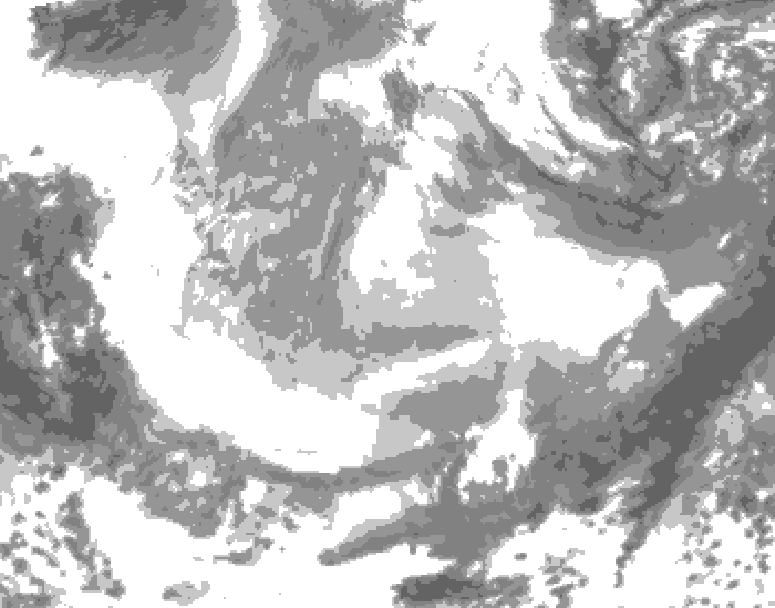 GDPS total cloud 240 hour forecast chart for Canada based on 2026/01/16 0000Z data