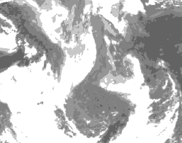 GDPS total cloud 012 hour forecast chart for Canada based on 2026/01/16 1200Z data