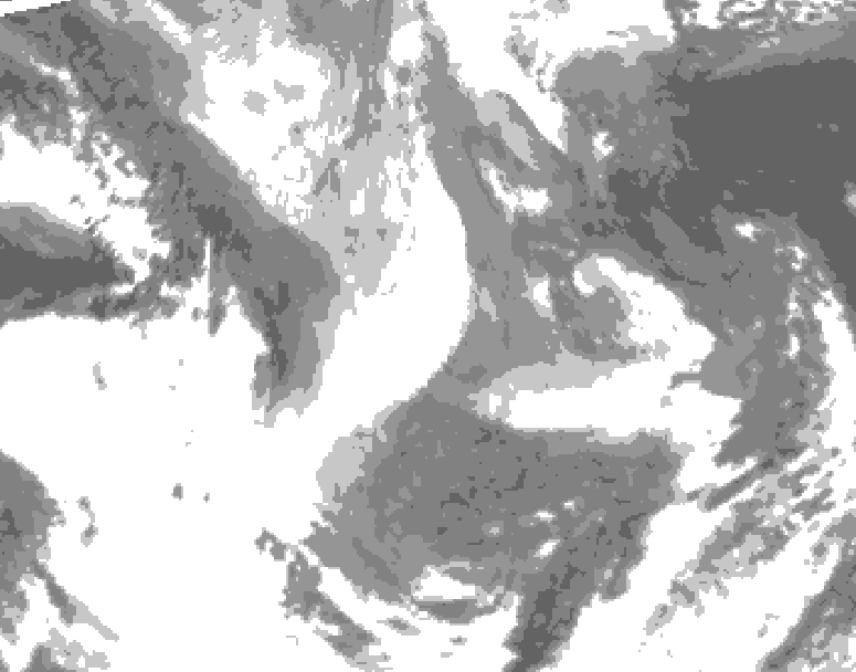 GDPS total cloud 018 hour forecast chart for Canada based on 2026/01/16 1200Z data