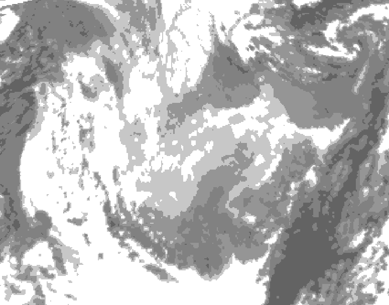 GDPS total cloud 054 hour forecast chart for Canada based on 2026/01/16 1200Z data