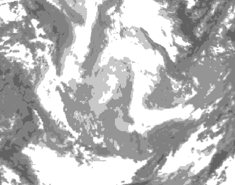 GDPS total cloud 132 hour forecast chart for Canada based on 2026/01/16 1200Z data