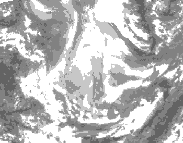 GDPS total cloud 150 hour forecast chart for Canada based on 2026/01/16 1200Z data