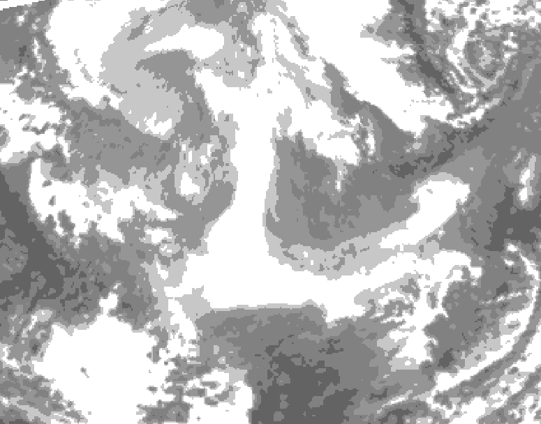GDPS total cloud 204 hour forecast chart for Canada based on 2026/01/16 1200Z data