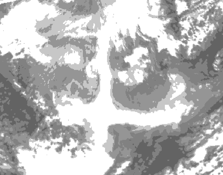 GDPS total cloud 222 hour forecast chart for Canada based on 2026/01/16 1200Z data