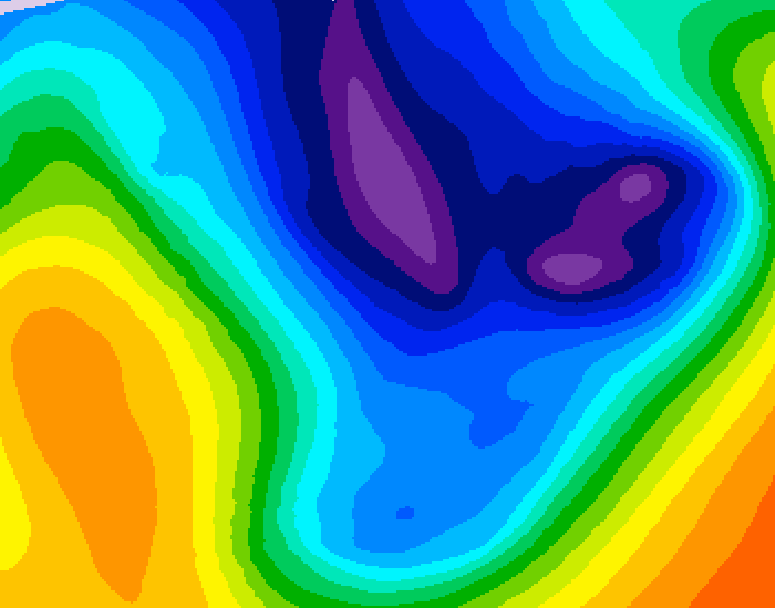 GDPS 500 millibar geopotential height 012 hour forecast chart for Canada based on 2026/01/17 0000Z data