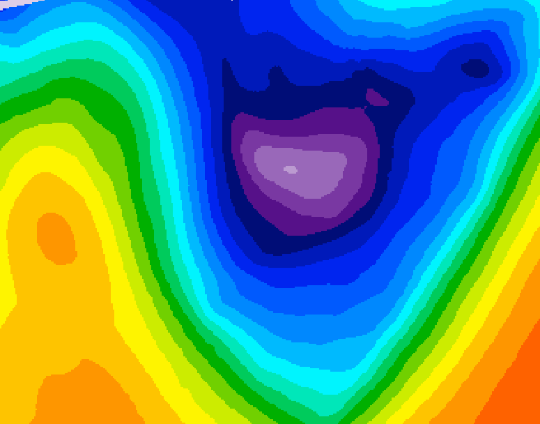 GDPS 500 millibar geopotential height 024 hour forecast chart for Canada based on 2026/01/17 1200Z data