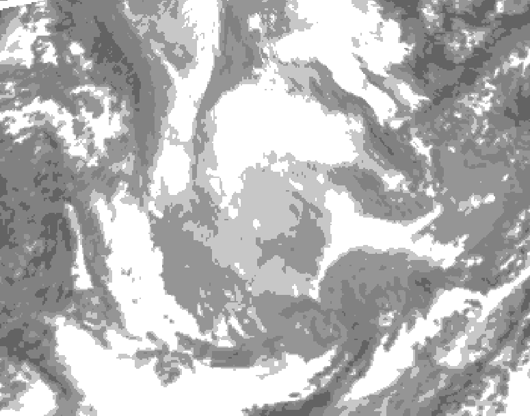 GDPS total cloud 120 hour forecast chart for Canada based on 2026/01/17 0000Z data