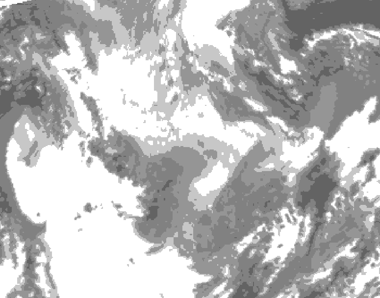 GDPS total cloud 012 hour forecast chart for Canada based on 2026/01/17 1200Z data