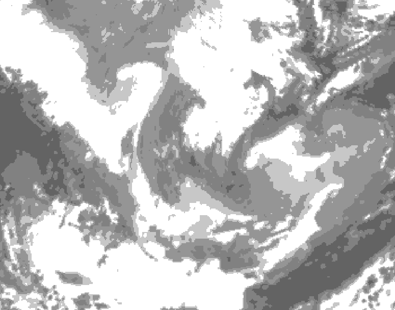GDPS total cloud 222 hour forecast chart for Canada based on 2026/01/17 1200Z data