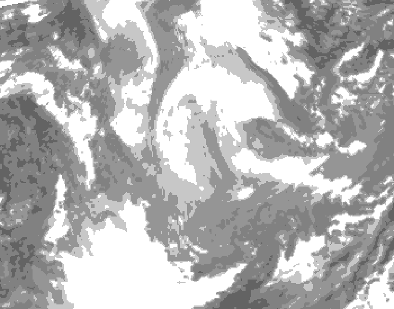 GDPS total cloud 096 hour forecast chart for Canada based on 2026/01/18 0000Z data