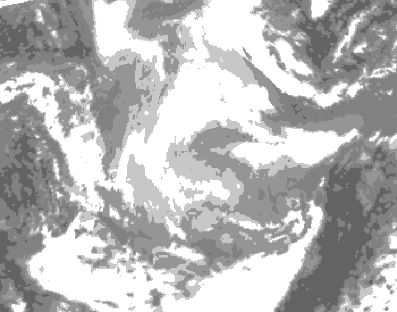 GDPS total cloud 120 hour forecast chart for Canada based on 2026/01/18 0000Z data