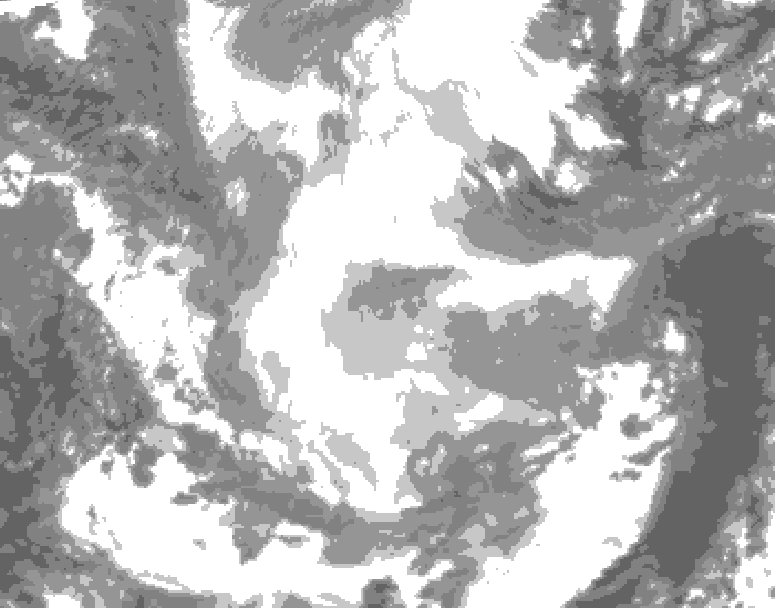 GDPS total cloud 132 hour forecast chart for Canada based on 2026/01/18 0000Z data
