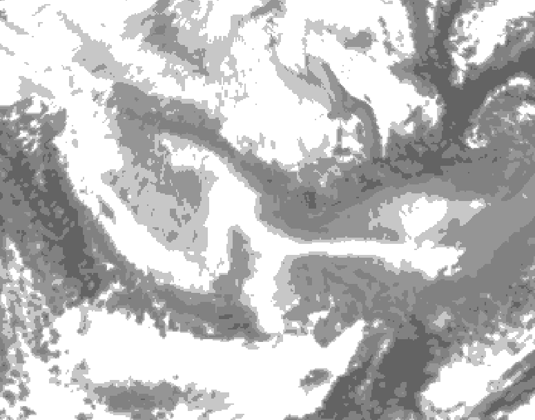 GDPS total cloud 216 hour forecast chart for Canada based on 2026/01/18 0000Z data