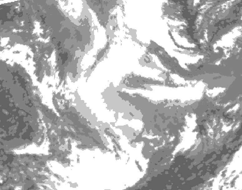 GDPS total cloud 096 hour forecast chart for Canada based on 2026/01/18 1200Z data