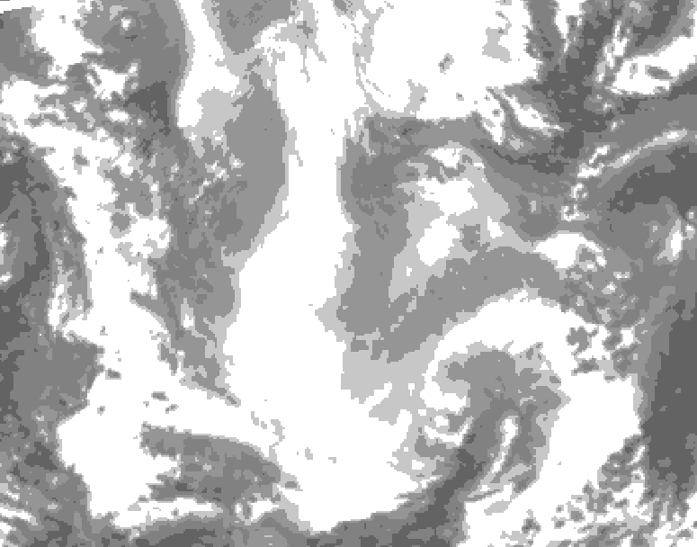 GDPS total cloud 132 hour forecast chart for Canada based on 2026/01/18 1200Z data