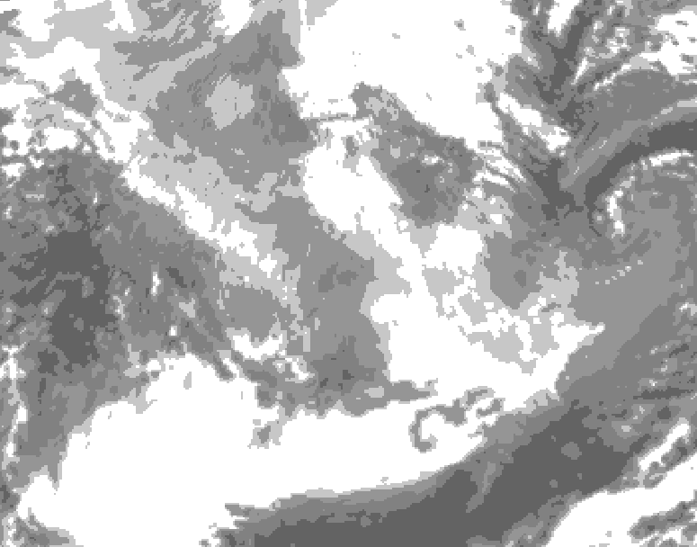 GDPS total cloud 180 hour forecast chart for Canada based on 2026/01/18 1200Z data