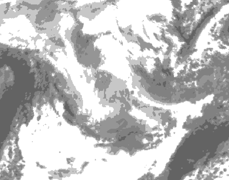 GDPS total cloud 216 hour forecast chart for Canada based on 2026/01/18 1200Z data