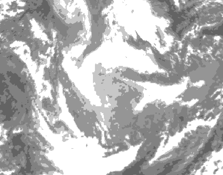 GDPS total cloud 072 hour forecast chart for Canada based on 2026/01/19 0000Z data