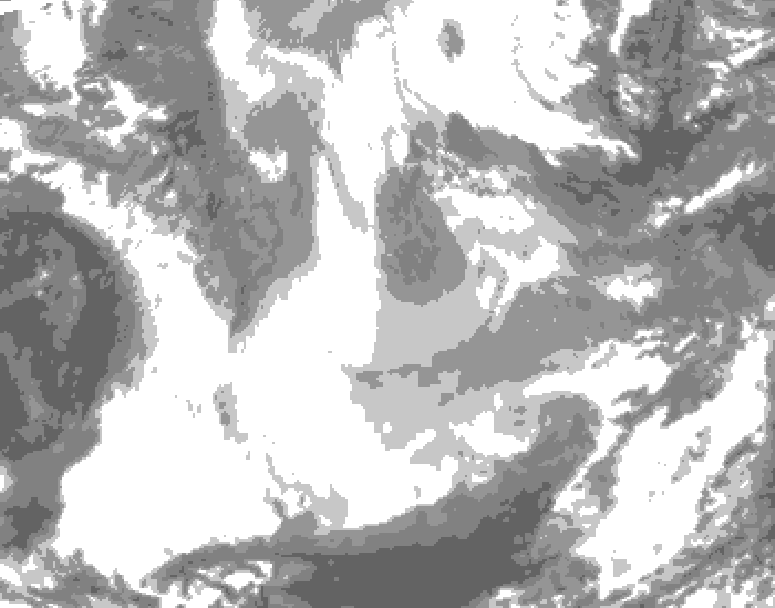 GDPS total cloud 120 hour forecast chart for Canada based on 2026/01/19 0000Z data