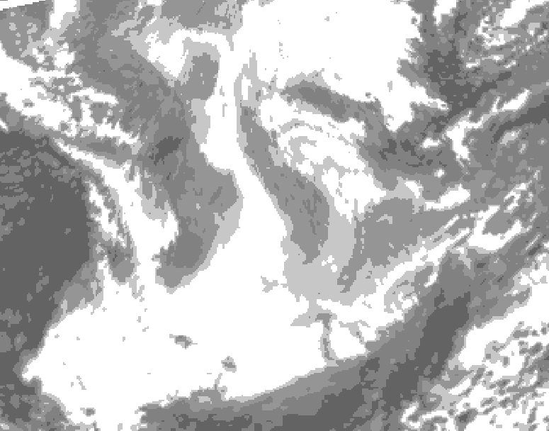 GDPS total cloud 132 hour forecast chart for Canada based on 2026/01/19 0000Z data