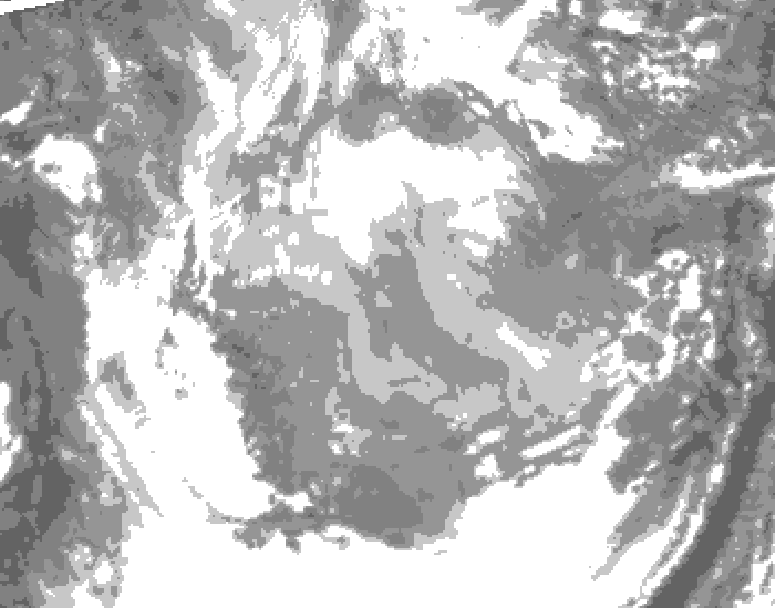 GDPS total cloud 036 hour forecast chart for Canada based on 2026/01/19 1200Z data