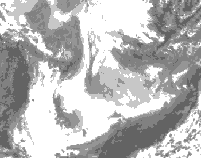 GDPS total cloud 132 hour forecast chart for Canada based on 2026/01/19 1200Z data