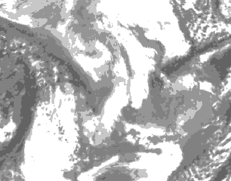 GDPS total cloud 198 hour forecast chart for Canada based on 2026/01/19 1200Z data