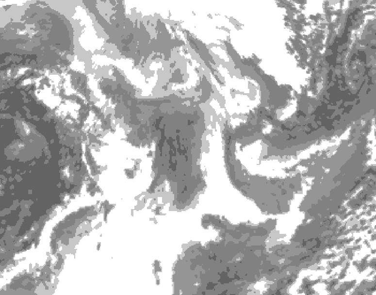 GDPS total cloud 222 hour forecast chart for Canada based on 2026/01/19 1200Z data