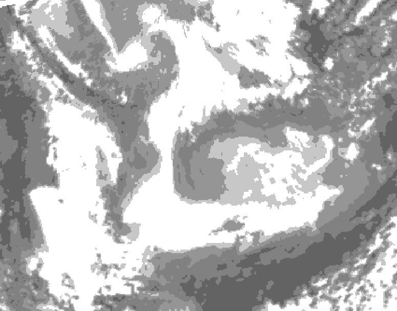 GDPS total cloud 120 hour forecast chart for Canada based on 2026/01/20 0000Z data