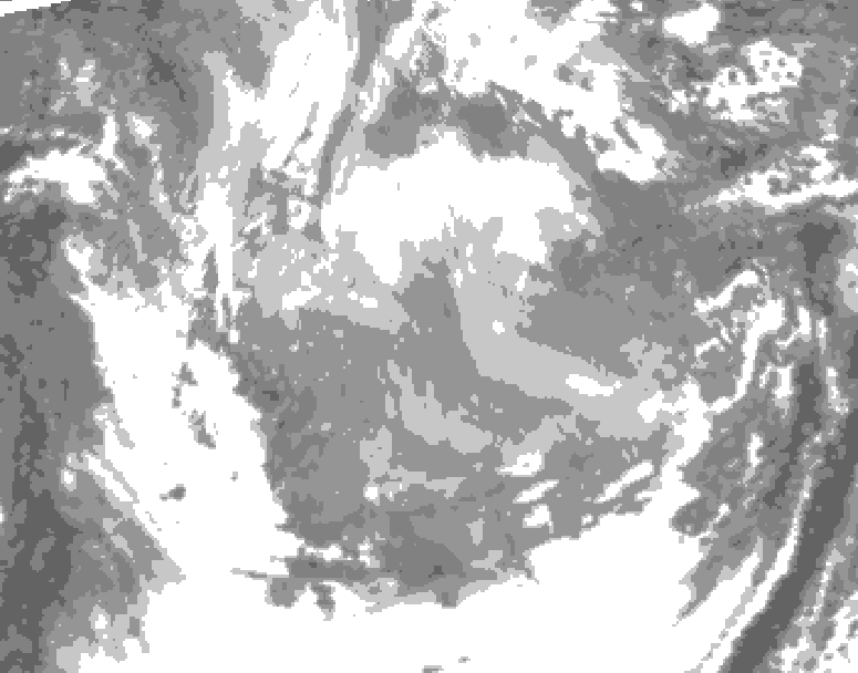 GDPS total cloud 012 hour forecast chart for Canada based on 2026/01/20 1200Z data
