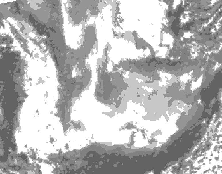 GDPS total cloud 102 hour forecast chart for Canada based on 2026/01/20 1200Z data