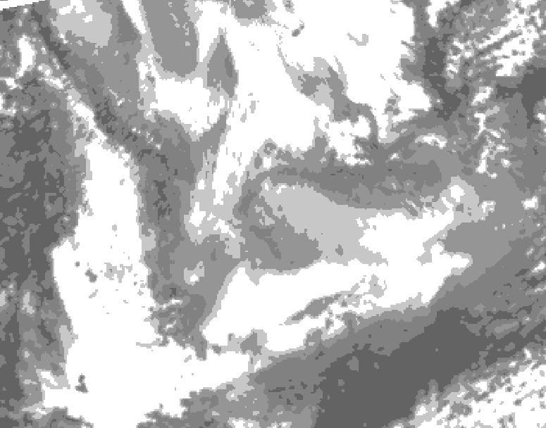 GDPS total cloud 120 hour forecast chart for Canada based on 2026/01/20 1200Z data