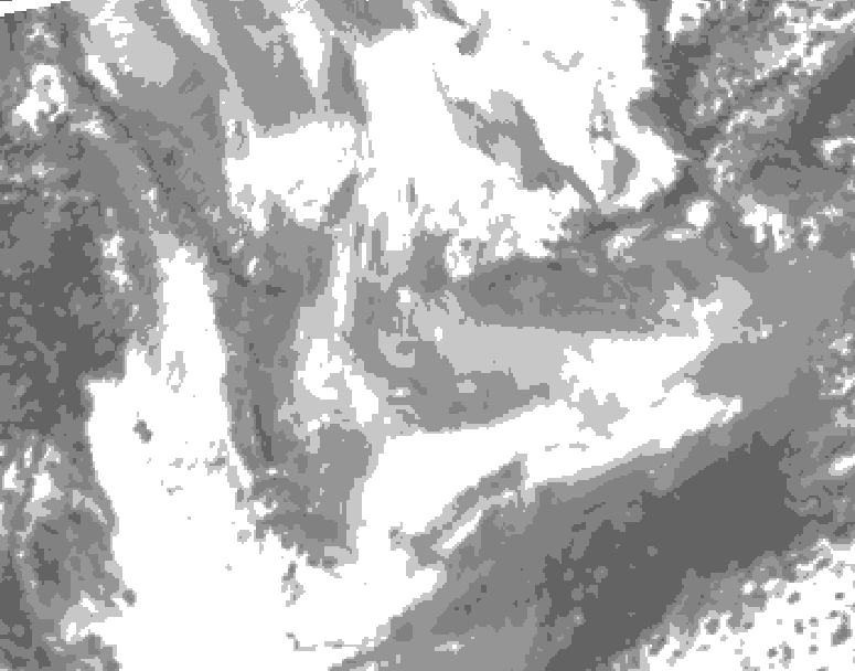 GDPS total cloud 126 hour forecast chart for Canada based on 2026/01/20 1200Z data