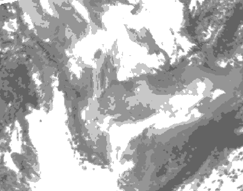 GDPS total cloud 132 hour forecast chart for Canada based on 2026/01/20 1200Z data
