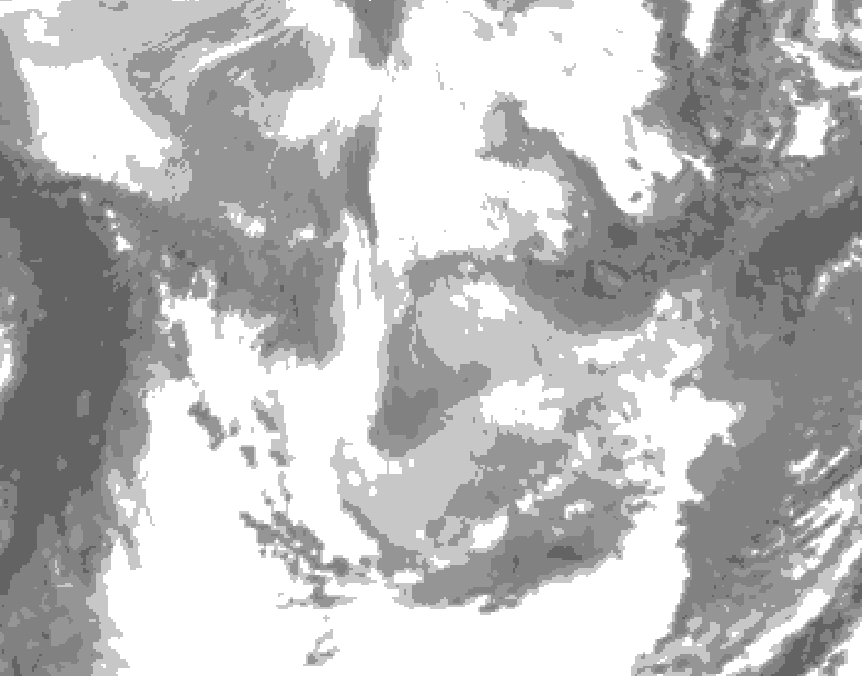 GDPS total cloud 180 hour forecast chart for Canada based on 2026/01/20 1200Z data