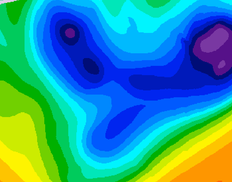 GDPS 500 millibar geopotential height 102 hour forecast chart for Canada based on 2026/01/21 1200Z data