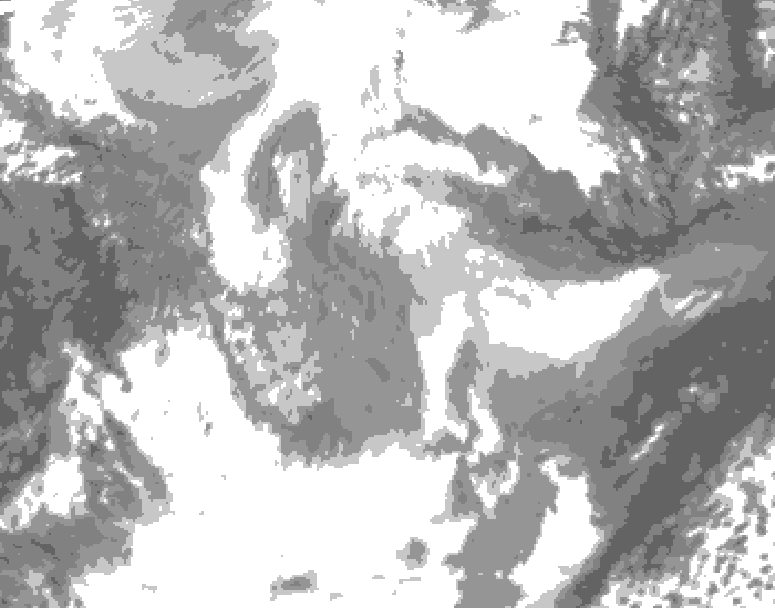 GDPS total cloud 132 hour forecast chart for Canada based on 2026/01/21 0000Z data