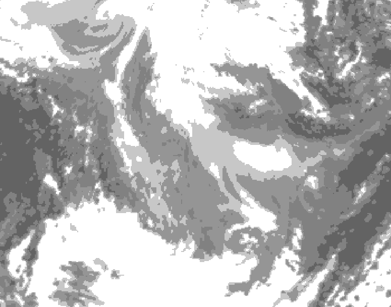 GDPS total cloud 144 hour forecast chart for Canada based on 2026/01/21 0000Z data