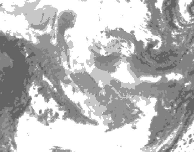 GDPS total cloud 156 hour forecast chart for Canada based on 2026/01/21 0000Z data