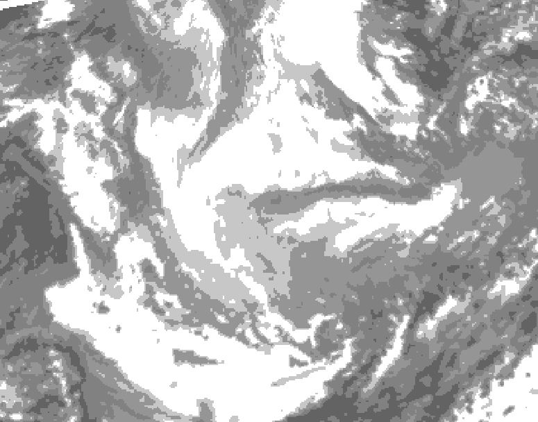 GDPS total cloud 018 hour forecast chart for Canada based on 2026/01/21 1200Z data