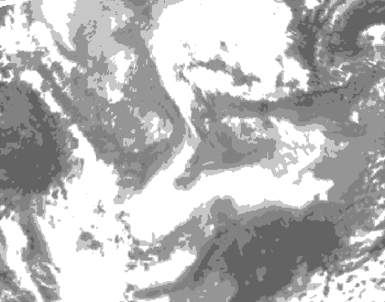 GDPS total cloud 102 hour forecast chart for Canada based on 2026/01/21 1200Z data