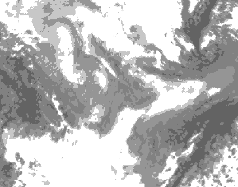 GDPS total cloud 120 hour forecast chart for Canada based on 2026/01/21 1200Z data