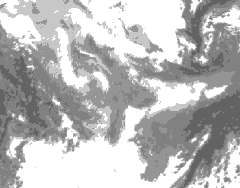 GDPS total cloud 126 hour forecast chart for Canada based on 2026/01/21 1200Z data