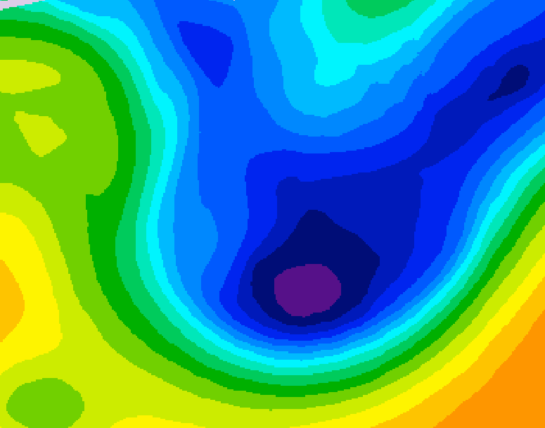GDPS 500 millibar geopotential height 024 hour forecast chart for Canada based on 2026/01/22 0000Z data
