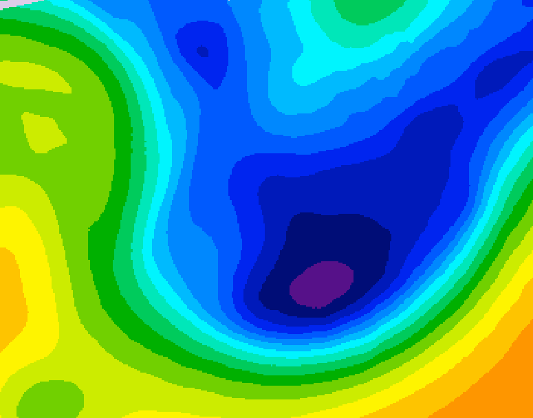 GDPS 500 millibar geopotential height 030 hour forecast chart for Canada based on 2026/01/22 0000Z data
