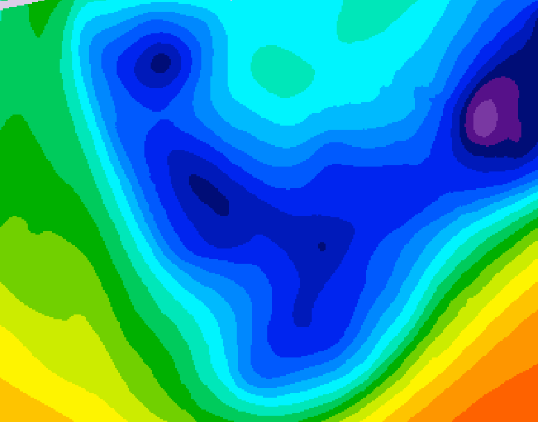 GDPS 500 millibar geopotential height 102 hour forecast chart for Canada based on 2026/01/22 0000Z data