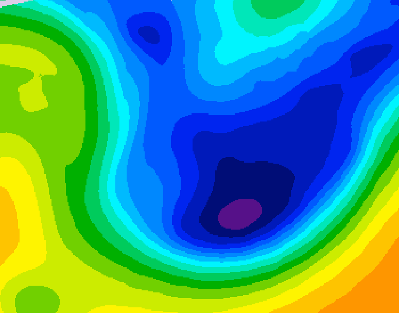 GDPS 500 millibar geopotential height 018 hour forecast chart for Canada based on 2026/01/22 1200Z data