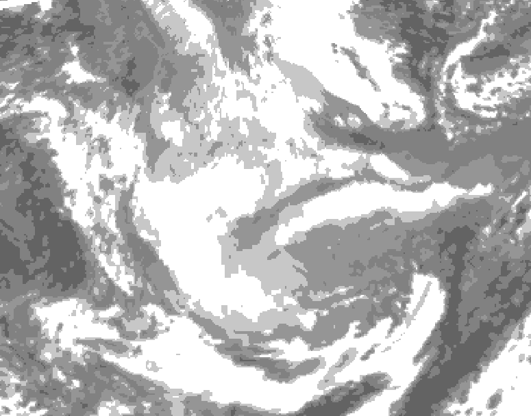 GDPS total cloud 018 hour forecast chart for Canada based on 2026/01/22 0000Z data