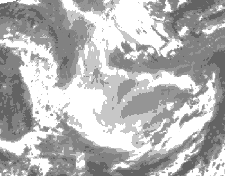 GDPS total cloud 036 hour forecast chart for Canada based on 2026/01/22 0000Z data